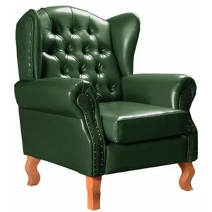 Poltrona Chesterfield Imperador Vintage Retrô Capitonê Couro Verde