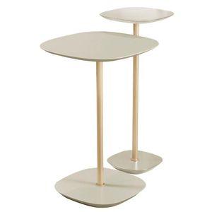 Conjunto 2 Mesa Lateral Florença Off White Em Metal Ouro