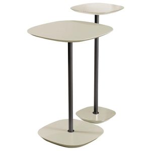 Conjunto 2 Mesa Lateral Florença Off White Em Metal Preto
