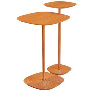 Conjunto 2 Mesa Lateral Florença Castanho Em Metal Cobre