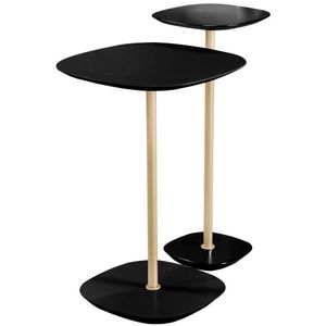 Conjunto 2 Mesa Lateral Florença Preto Em Metal Ouro