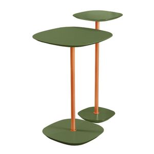 Conjunto 2 Mesa Lateral Florença Verde Em Metal Cobre