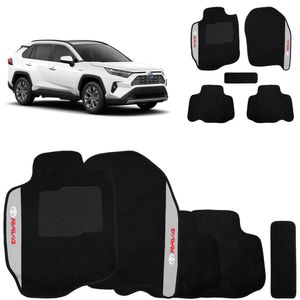 Jogo De Tapete Carpete Rav4 2013 A 2023 Preto 5 Peças