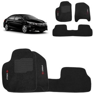Jogo De Tapete Carpete Corolla 2008 A 2017 Preto 3 Peças