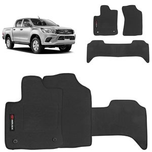 Jogo De Tapete Borracha Hilux 2016 A 2020 Preto 3 Peças