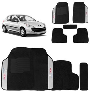Jogo De Tapetes Carpete Peugeot 206 1998 A 2010 Preto 5 Peças