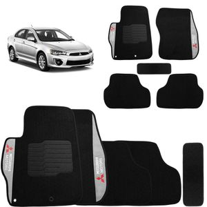 Jogo De Tapete Carpete Lancer 2007 A 2015 Preto 5 Peças
