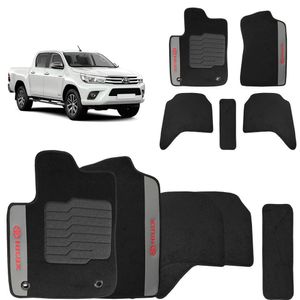 Jogo De Tapete Carpete Hilux 2016 A 2018 Preto 5 Peças