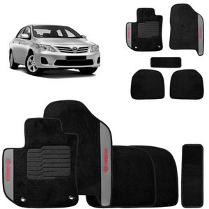 Jogo De Tapetes Carpete Corolla 2008 A 2017 Preto Bordado 5 Peças