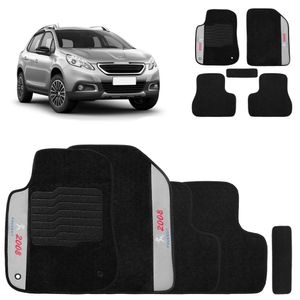 Jogo De Tapete Carpete Peugeot 2008 2015 A 2020 Preto 5 Peças
