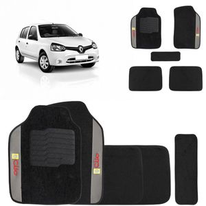 Jogo De Tapete Carpete Clio 1996 A 2012 Preto 5 Peças