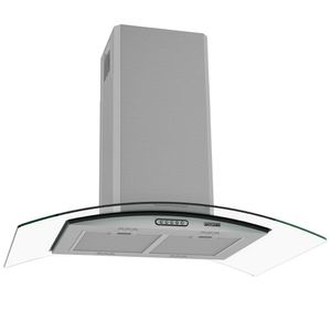 Coifa De Ilha Vidro Curvo Inox 4 E 6 Bocas 90cm Fogatti 220V