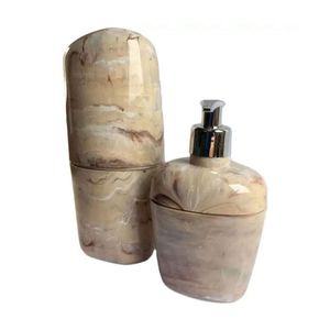 Kit De Acessórios Para Banheiro Com 2 Peças Astra Marmorizado Bege