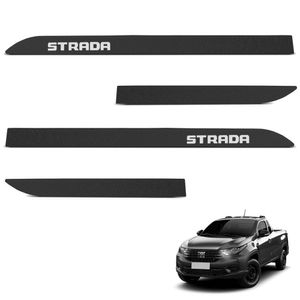 Jogo De Friso Lateral Strada 2021 A 2024 Preto Texturizado