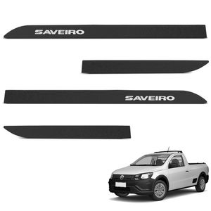 Jogo De Friso Lateral Saveiro 2010 A 2024 Preto Texturizado