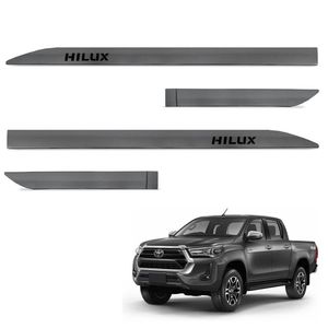Jogo De Friso Lateral Hilux 2016 A 2024 Cinza Granito