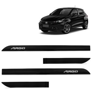 Jogo De Friso Lateral Argo 2018 A 2023 Preto Vulcano Alto Relevo