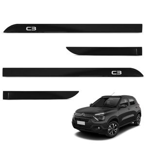 Jogo De Friso Lateral Citroen C3 2022 A 2024 Preto Perla Negra