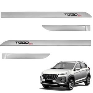 Jogo De Friso Lateral Tiggo 3x 2021 A 2023 Prata Metalico