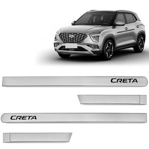 Jogo Friso Lateral Hyundai Creta 2017 A 2023 Prata Metal