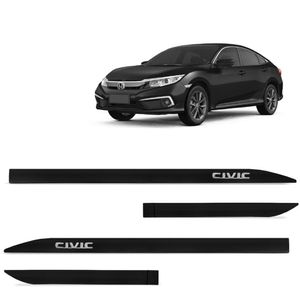 Jogo De Friso Lateral Civic 2017 A 2023 Preto Cristal Alto Relevo