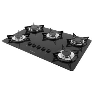 Fogão Cooktop 5 Bocas Mesa Em Vidro Preto Fogatti Inox 27000201-00 Bivolt