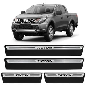Jogo De Soleira Premium L200 Triton 2008 A 2018 Escovada 4 Portas