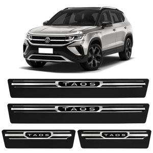 Jogo De Soleira Premium Volkswagen Taos 2022 2023 Escovada 4 Portas