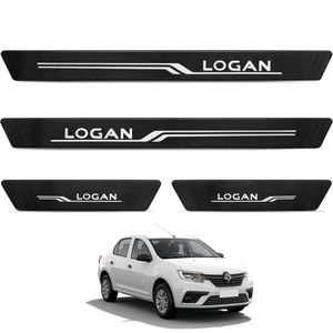 Jogo De Soleira Logan 2007 A 2024 Texturizado 4 Peças Preto