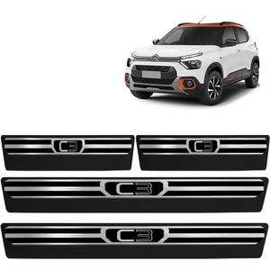 Jogo De Soleira Premium Citroen C3 2023 Escovado 4 Portas