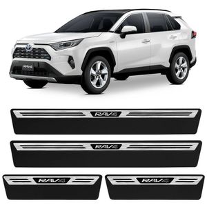 Jogo De Soleira Premium Rav4 2017 A 2022 Escovada 4 Portas