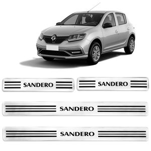 Jogo De Soleira Renault Sandero 2008 A 2023 Branco Resinado