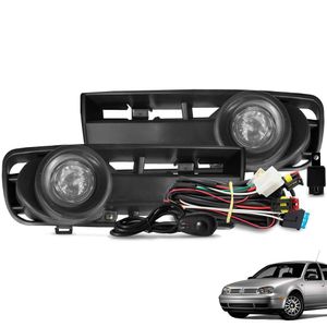 Kit Farol De Milha Golf 1999 A 2006 Botão Alternativo Moldura Preta