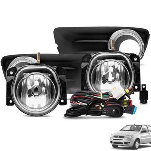 Kit Farol De Milha Palio Fire Economy 2008 A 2012 Botão Alternativo E Moldura