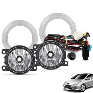Kit Farol De Milha Peugeot 307 2006 A 2012 Botão Tic Tac E Moldura Cromada