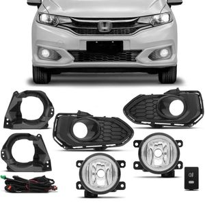 Kit Farol De Milha Fit 2018 2019 Auxiliar Neblina Botão Modelo Original