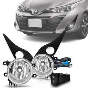 Kit Farol De Milha Yaris 2018 A 2021 Auxiliar Neblina Botão Modelo Original