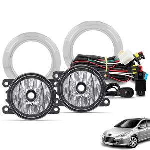 Kit Farol De Milha Peugeot 307 2006 A 2012 Botão Alternativo E Moldura Cromada
