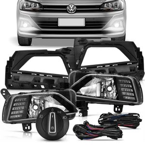 Kit Farol De Milha Polo Virtus 2017 A 2022 Drl Led Dimmer Função Seta