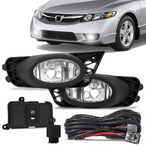 Kit Farol De Milha New Civic 2009 A 2011 Auxiliar Neblina Botão Modelo Original