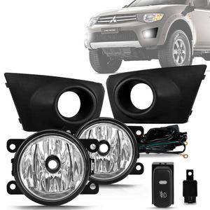 Kit Farol De Milha L200 Triton 2011 A 2013 Auxiliar Neblina Botão Modelo Original