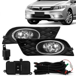 Kit Farol De Milha Civic 2012 A 2014 Auxiliar Neblina Botão Modelo Original