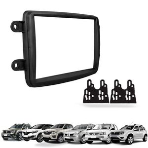 Moldura Do Painel 2 Din Duster Sandero Logan Oroch Captur Kwid Preto Padrão Chinês