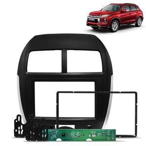 Moldura Do Painel 2 Din Asx 2010 A 2021 Preto Com Placa Parking Control