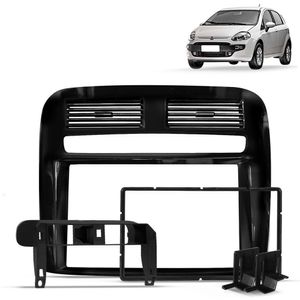 Moldura Do Painel 2 Din Fiat Punto 2008 A 2012 Black Piano