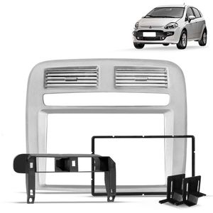 Moldura Do Painel 2 Din Fiat Punto 2008 A 2012 Prata