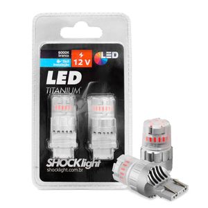 Par Lâmpada Led Vermelha Pingão T20 23 Smd-4014-3030 7440 2 Polo 6000k 12v