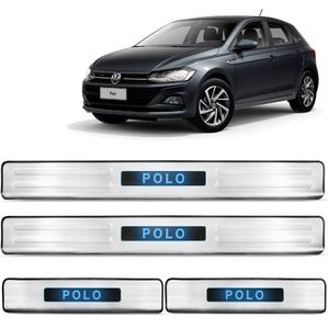 Soleira De Porta Polo 2018 A 2023 Aço Inox Com Led Azul