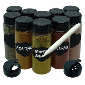 Pote Tempero Kit Potes + Etiquetas Adesivas Tampa Dupla T140 Titulos 10 Potes