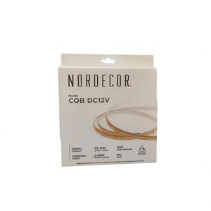 Fita Led Ip20 12w/m 12v Cob 1200lm/m 5mt Nordecor 3000k